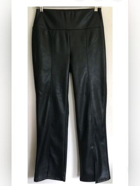 Faux Leather Black Flared Pants